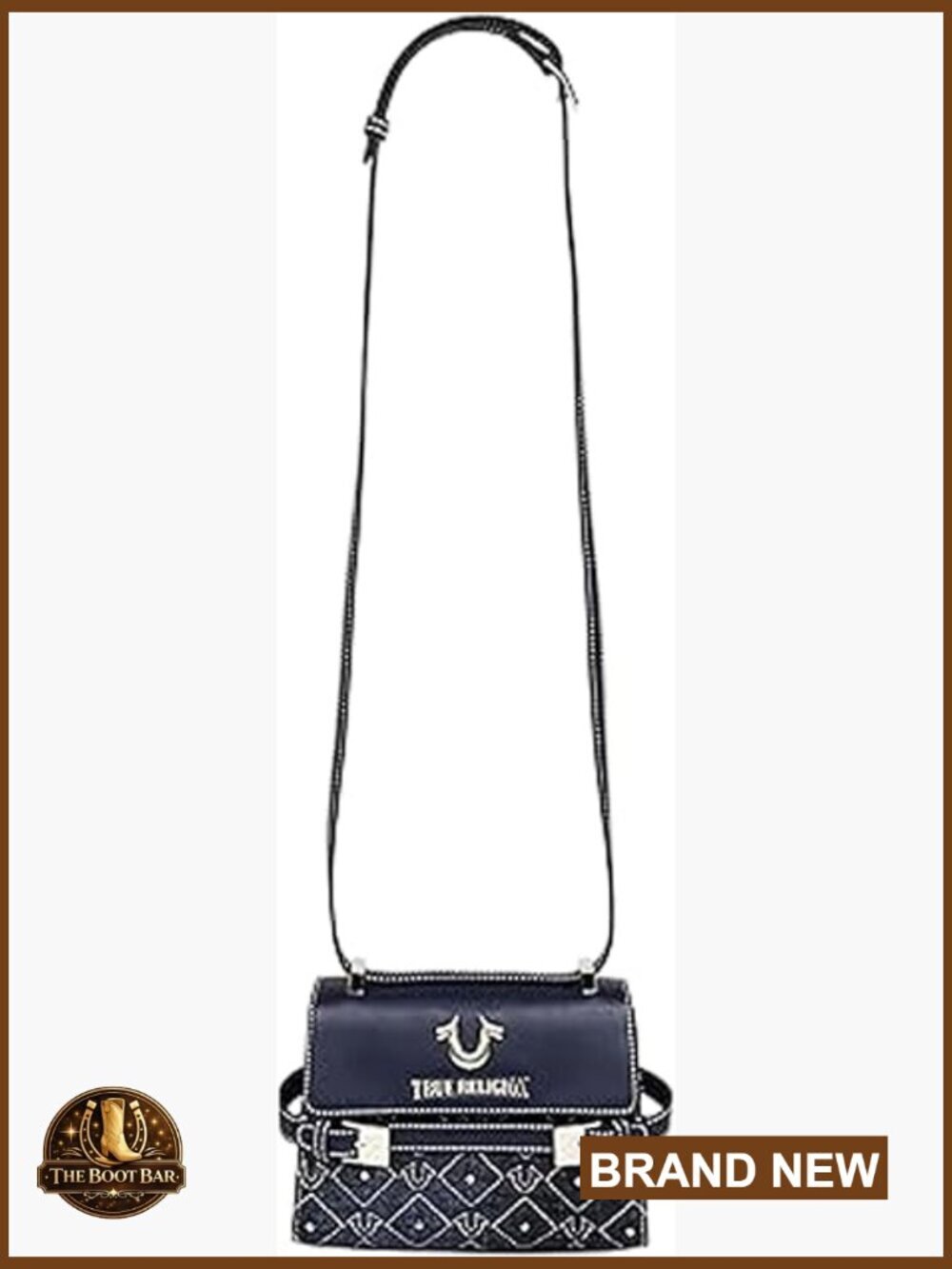 Mini Flap Crossbody Bag with Studded Details and Diamond Stitch